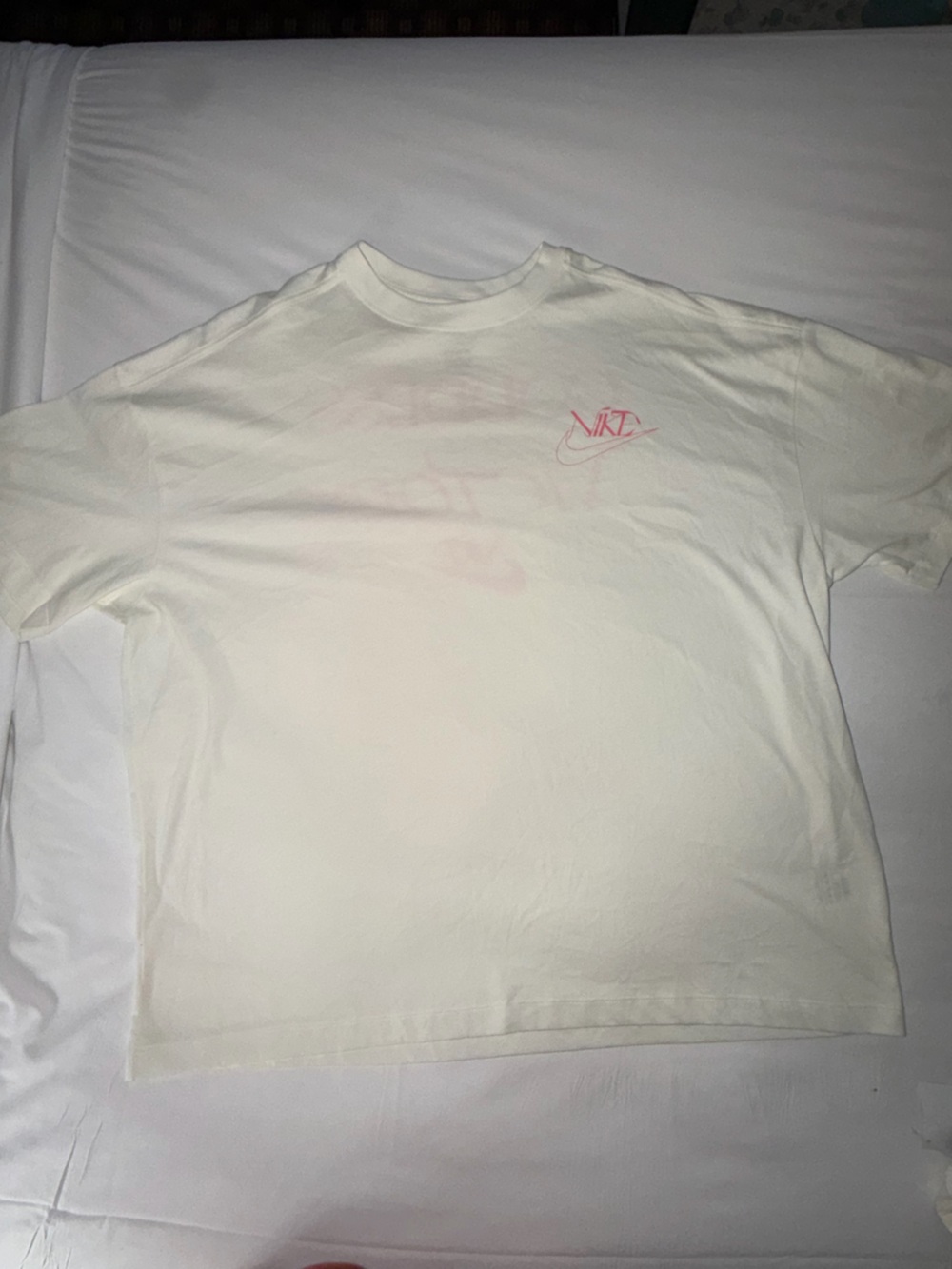 Nike White T-Shirt with Pink Logo - Kids Short Sleeve Tee
